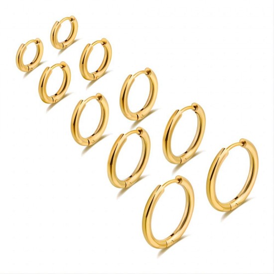 Joyeria Acero Inoxidable Stainless Steel Fashion Jewelry Wholesale 18k Gold Plated Hinged Huggie Hoop Earrings For Women Men